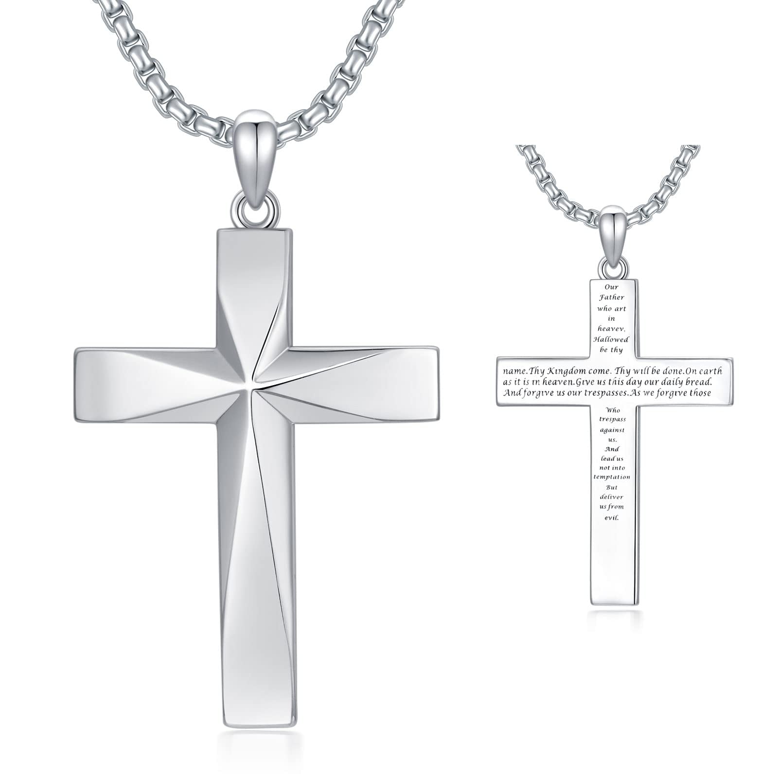 925 Sterling Silver Cross Necklace for Men, Crucifix Cross Pendant Necklace, Jewelry Gifts for Women Men